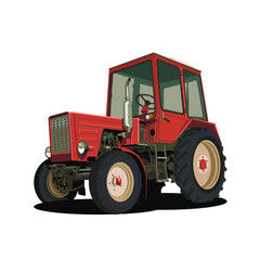 illustration of old tractor vector design