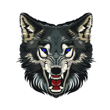 illustration of wolf head good for t shirt design