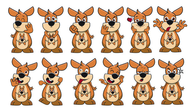 cute kangoroo stickers vector illustration design