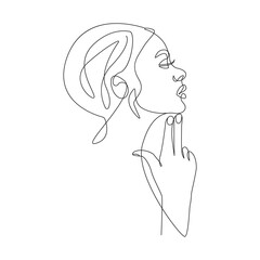 Female Face Line Art Drawing. Woman Face Minimalist Illustration. Woman Minimal Sketch Drawing. Abstract Single Line, Home Decor, Wall Art. Vector EPS 10