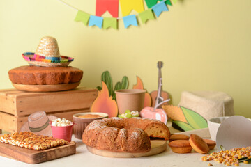 Traditional food for Festa Junina (June Festival) on table