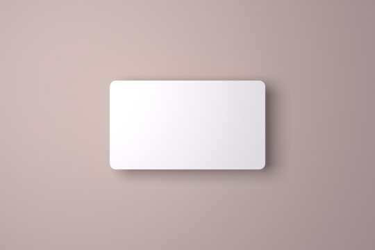 Realistic rounded corners floating business branding card mockup with shadows for graphic design template. Blank credit card mockup over a neutral background. 3D rendering