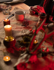 Witch's table, where the rites of dark magic take place.