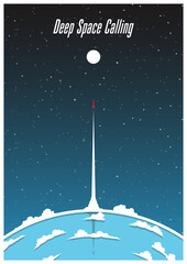 Deep Space calling Retro Futurism Style Space Propaganda Poster