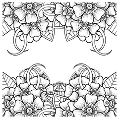 Mehndi flower for henna, mehndi, tattoo, decoration. decorative ornament in ethnic oriental style. doodle ornament. coloring book page.