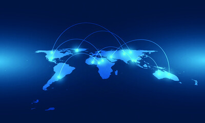 World map connection background. Map vector design. Technology communication connecting.