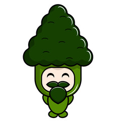 vector cartoon mascot character bearded broccoli vegetable costume