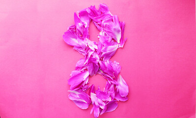 floral leaves on the table for the holiday .. postcard, congratulations to March 8. women's Day. valentine's day, mother's day. Spring background table. flowers on pink. For a banner on the background