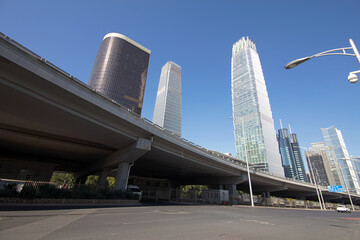 Obraz na płótnie Canvas Beijing International Trade Center Phase I, Phase II and Phase III Building