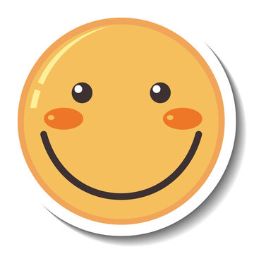 A sticker template with smile face emoji isolated