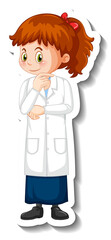 Scientist girl cartoon character in standing pose