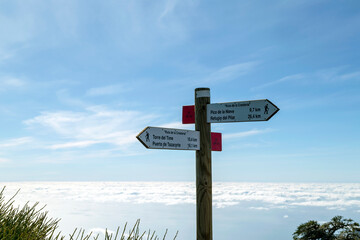 Signs for hiking trails on the island of La Palma, Canaries (Spain)