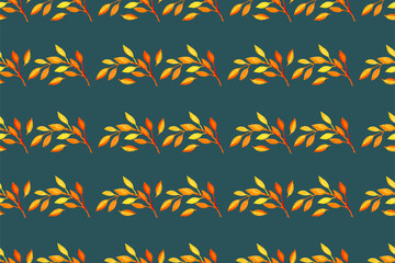 Fototapeta na wymiar seamless pattern with autumn watercolor bright foliage, for textiles or for the background