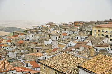 Fototapeta premium Bovino, Italy, 06/23/2021. Panorama of the medieval town in the Puglia region.