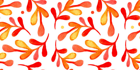 seamless pattern with autumn watercolor bright foliage, for textiles or for the background