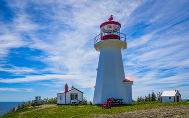 View on Cap Gaspé lighthouse station in Forillon National Park, the eastern point of the Gaspesie...