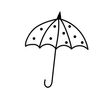 Sketch of an umbrella on white background in doodle style.