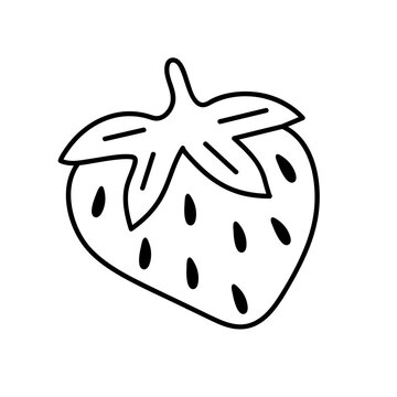Strawberry hand-drawn outline doodle icon. Vector sketch illustration of healthy berry - fresh raw strawberry for print, web, mobile and infographics isolated on white background.