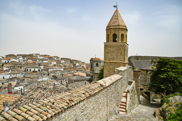 Fototapeta na wymiar Bovino, Italy, 06/23/2021. Panorama of the medieval town in the Puglia region.
