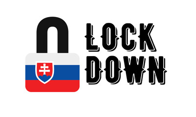 Slovakia Lockdown for Coronavirus Outbreak quarantine. Covid-19 Pandemic Crisis Emergency. Slovakia flag lockdown concept illustration on white background 
