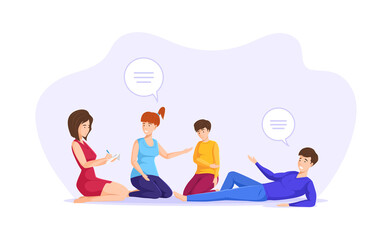 Group family psychotherapy. Psychological care therapy. Married couple with teenager at psychotherapy consultation together.