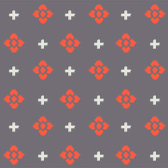 Naklejka na ściany i meble Japanese Cross Shape Flower Vector Seamless Pattern