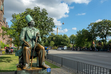 Copenhagen - Denmark. Statue of Hans Christian Andersen near the Tivoli Park