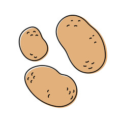 Potato. Vegetable sketch. Color simple icon. Hand drawn vector doodle illustration