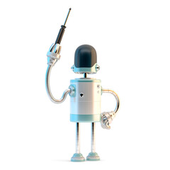 Robot with screwdriver. 3D illustration. Isolated