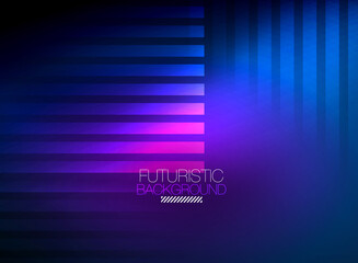 Bright neon color techno abstract background, shiny glowing neon lines in the dark background