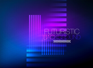 Fototapeta premium Bright neon color techno abstract background, shiny glowing neon lines in the dark background
