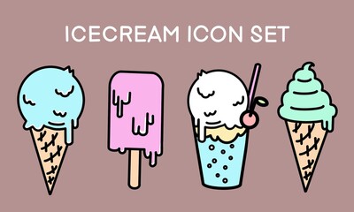 アイスクリームアイコンセット カラー2　ice cream icon set color 2