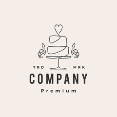 love cake wedding bakery hipster vintage logo vector icon illustration