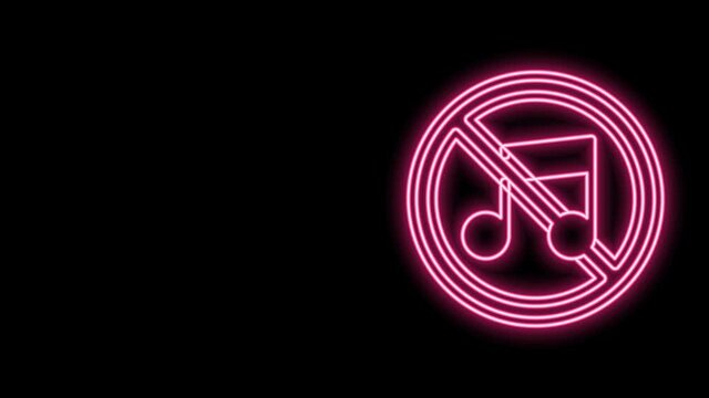Glowing neon line Speaker mute icon isolated on black background. No sound icon. Volume Off symbol. 4K Video motion graphic animation