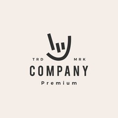 metal rock hand hipster vintage logo vector icon illustration