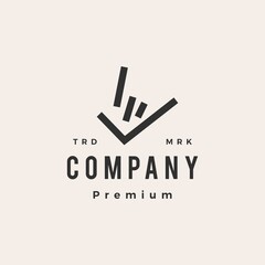 check mark rock hand hipster vintage logo vector icon illustration