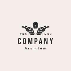 coffee bean leaf plant hipster vintage logo vector icon illustration