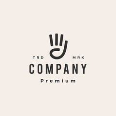 Obraz premium four finger hipster vintage logo vector icon illustration