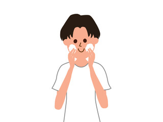 男性スキンケアイラスト（洗顔）