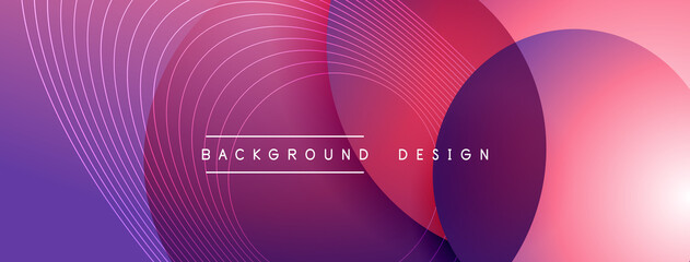 Gradient circles with shadows. Vector techno abstract background. Modern overlapping forms wallpaper background, design template