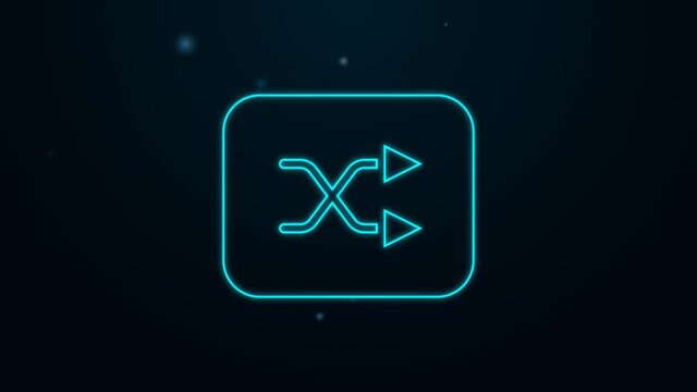 Glowing neon line Arrow shuffle icon isolated on black background. 4K Video motion graphic animation