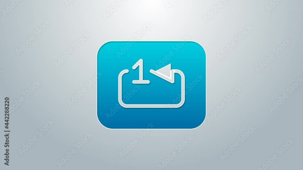 Poster blue line repeat track music player icon isolated on grey background. the sign is a round curved arr