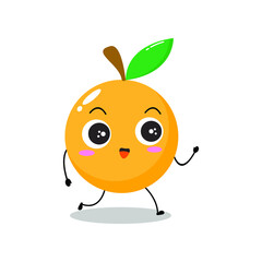 Cute yellow orange illustration walking. Adorable orange character vector for mascot, logo, symbol on application, books, comic, art