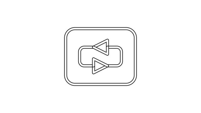 Black line Repeat button icon isolated on white background. 4K Video motion graphic animation