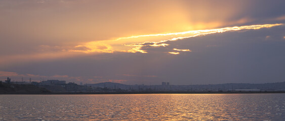 Beautiful sunset on the lake.