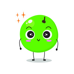 Lovely green melon illustration smiling. Adorable green melon character vector for mascot, logo, symbol on application, books, comic, art