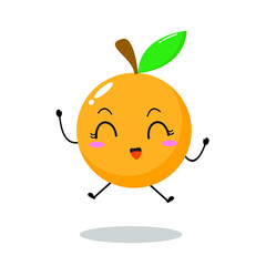 Happy yellow orange illustration. Adorable orange character vector for mascot, logo, symbol on application, books, comic, art