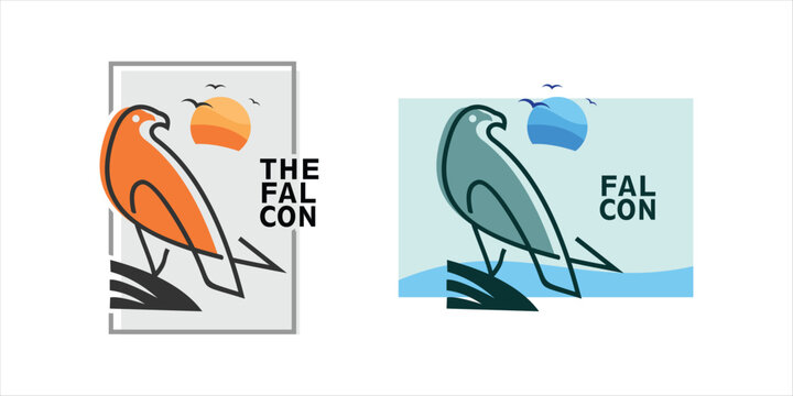 Falcon Vector Art Hawk Banner, Bird and Animal Background Template