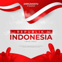 17 August. Indonesia Happy Independence Day greeting card, banner design