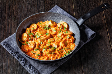 zucchini in a creamy tomato sauce, top view